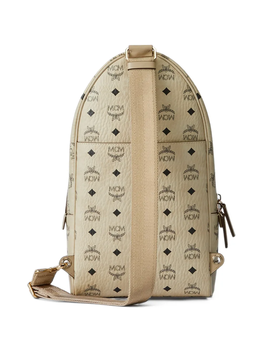 MCM Aren Visetos sling backpack Beige