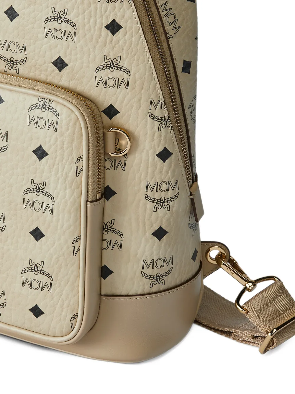 MCM Aren Visetos sling backpack Beige