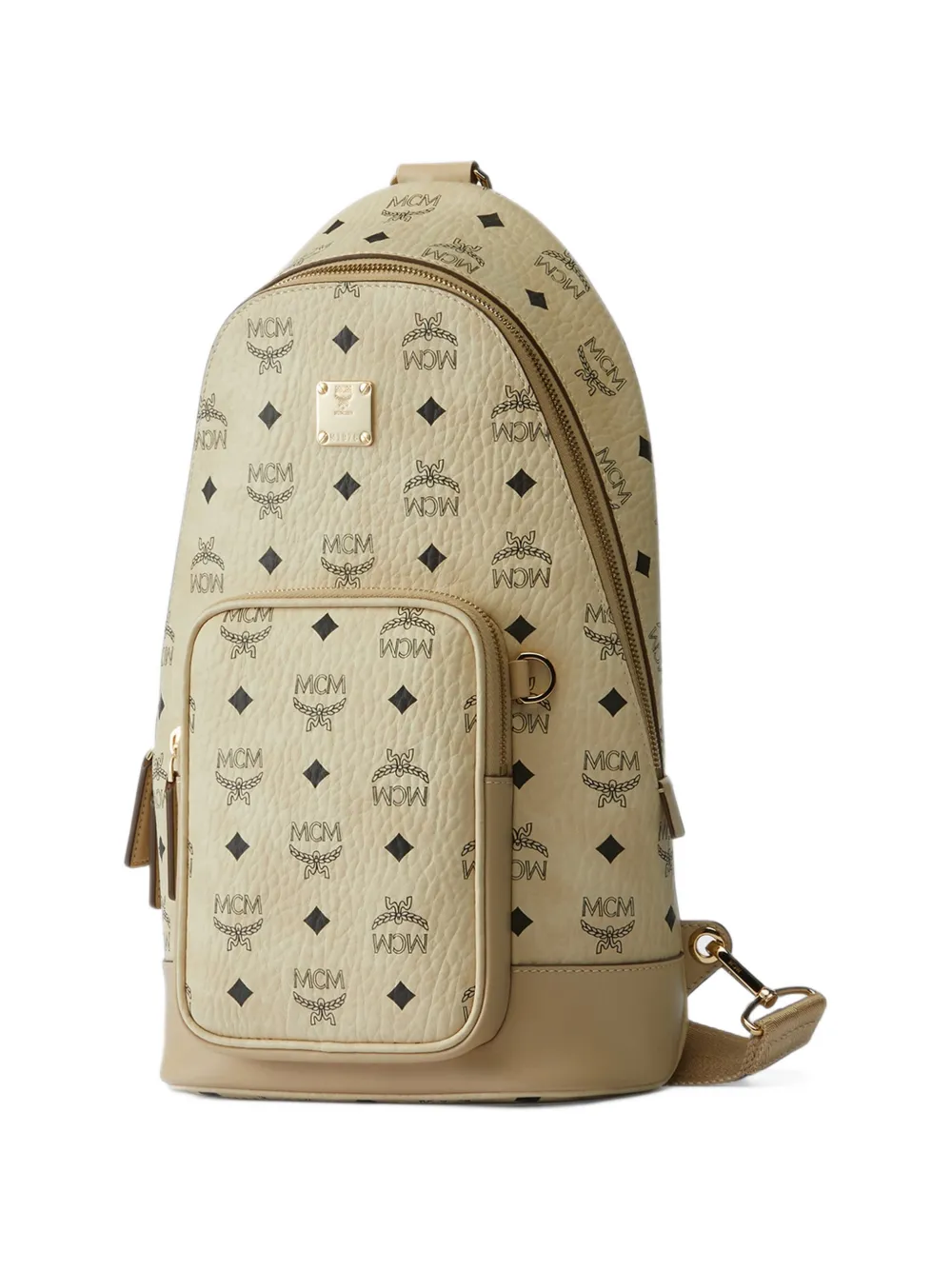 MCM Aren Visetos sling backpack Beige