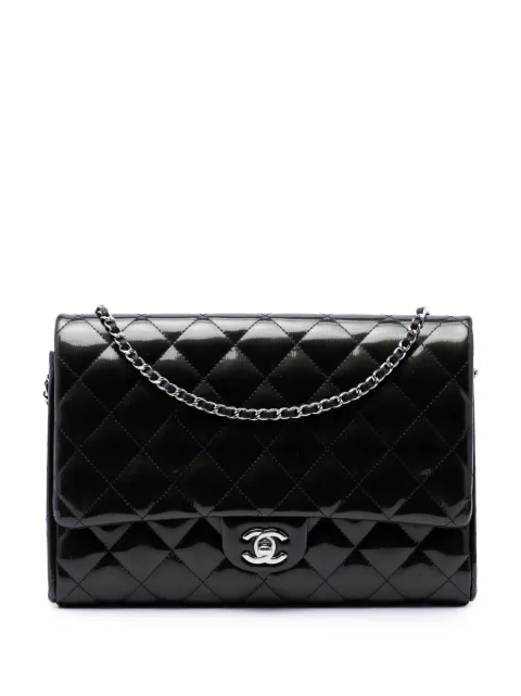 CHANEL Pre-Owned 2012 CC Quilted Patent Striated Flap Clutch with Chain shoulder bag