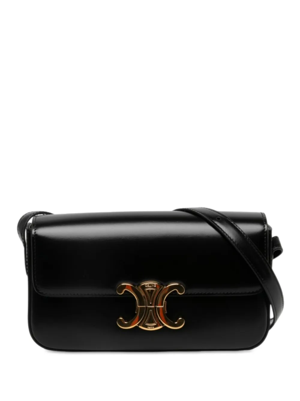 Celine Pre-Owned 2025 Shiny Calfskin Triomphe Claude shoulder bag - Nero