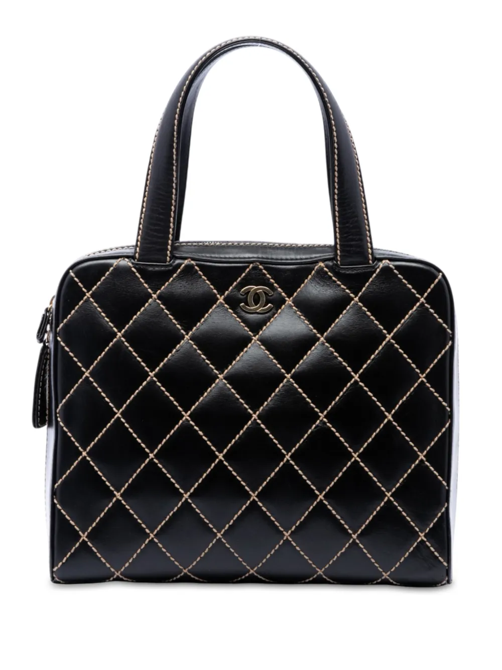 CHANEL Pre-Owned 2002 CC Lambskin Wild Stitch handbag - Nero