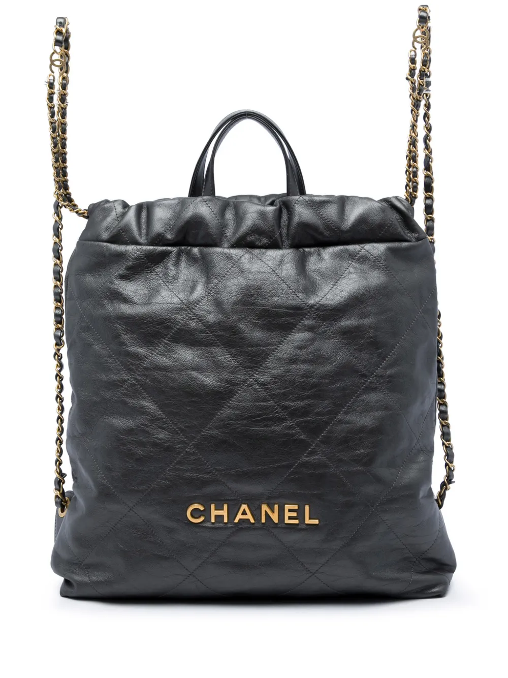 CHANEL Pre-Owned 2021-2026 Large Quilted Shiny Calfskin 22 backpack - Nero