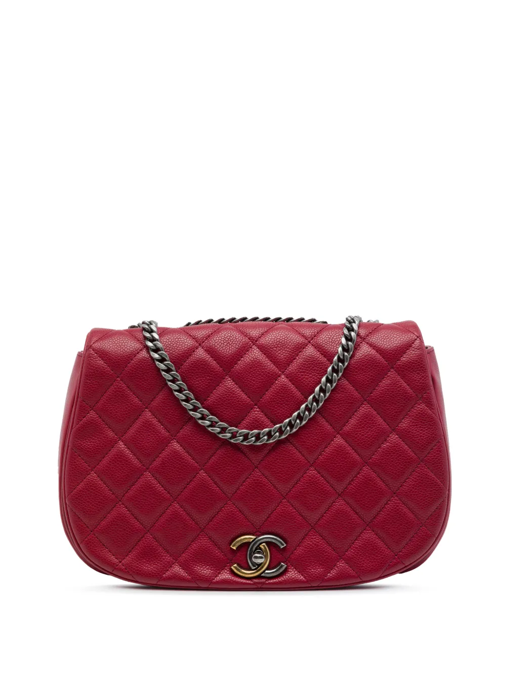 CHANEL Pre-Owned 2016-2017 Medium Quilted Caviar Casual Pocket Flap crossbody bag - Rot