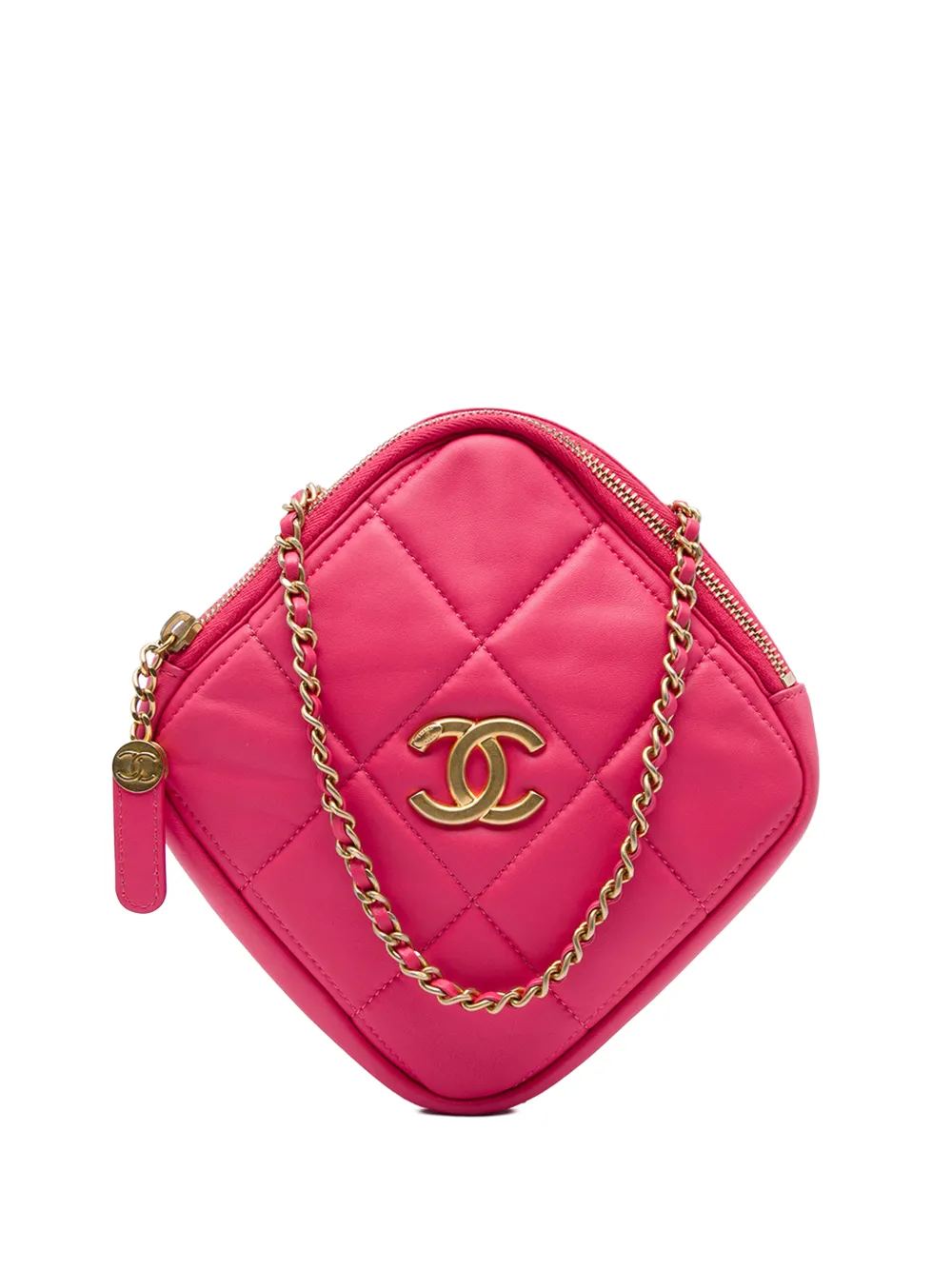 CHANEL Pre-Owned 2020 CC Quilted Lambskin Diamond Clutch with Chain crossbody bag - Rosa