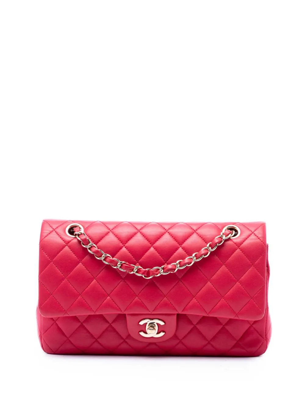 CHANEL Pre-Owned 2016-2017 Medium Classic Lambskin Double Flap shoulder bag - Rosa