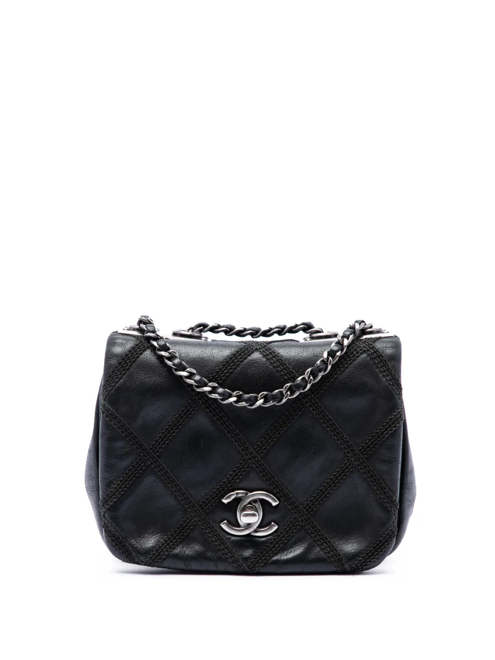 CHANEL Pre-Owned 2012-2013 Mini CC Iridescent Calfskin Diamond Stitch Flap crossbody bag - Black