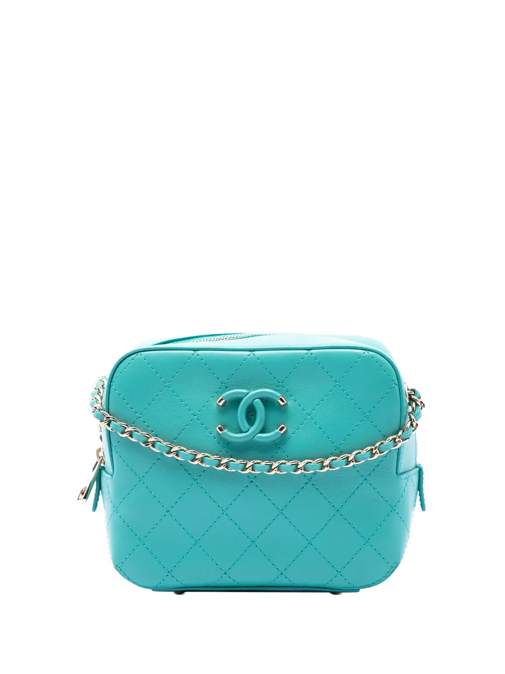 CHANEL Pre-Owned 2019 CC Stitched Calfskin Enamel Camera Bag crossbody bag - Blu