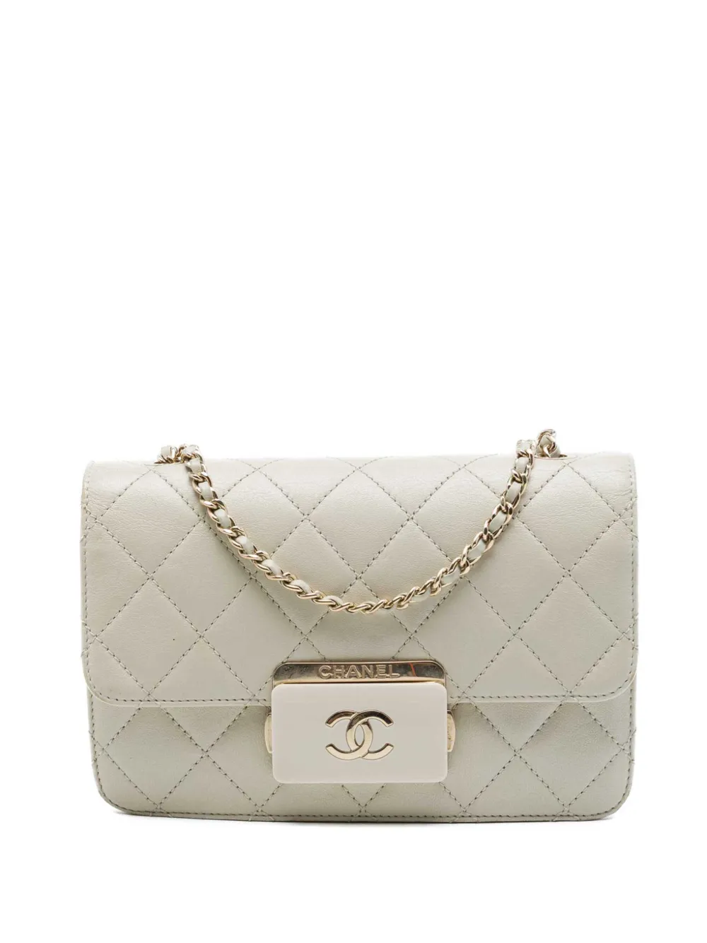 CHANEL Pre-Owned 2017-2018 Mini Sheepskin Beauty Lock Flap crossbody bag - Weiß