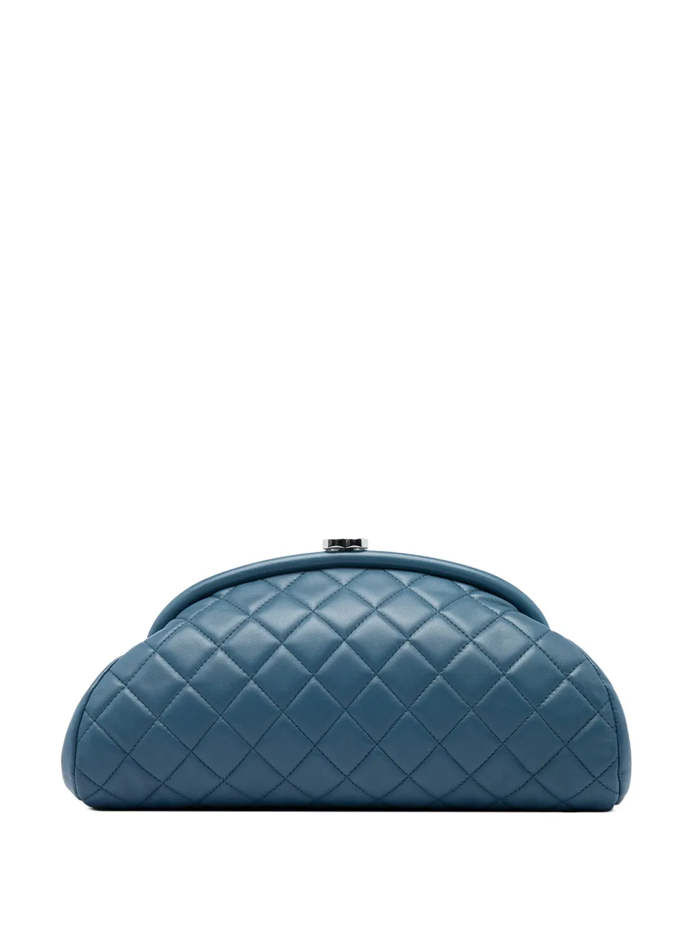 CHANEL Pre-Owned 2012 Quilted Lambskin Timeless Kisslock clutch bag - Blu