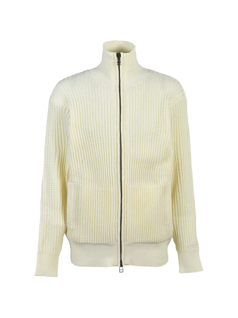 BREATH ribbed-knit zip-up cardigan - Neutrals