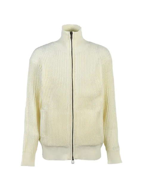 BREATH ribbed-knit zip-up cardigan
