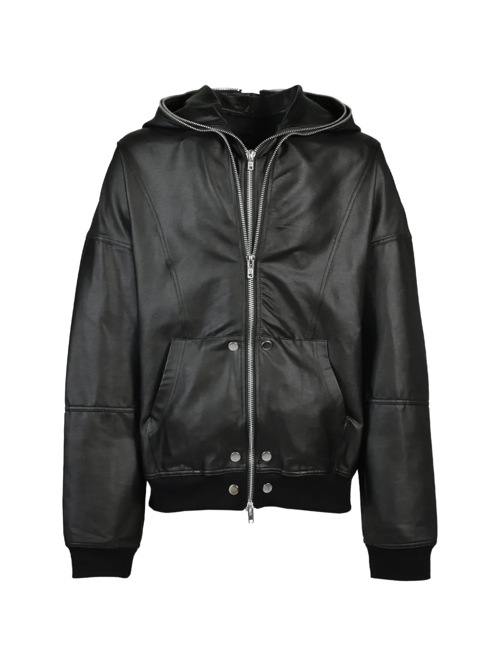 BREATH double-layered hooded bomber jacket - Nero