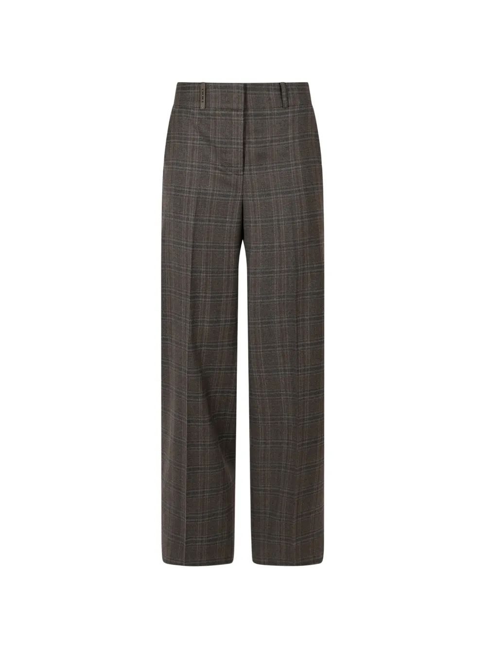 Peserico Geruite broek met wijde pijpen Bruin