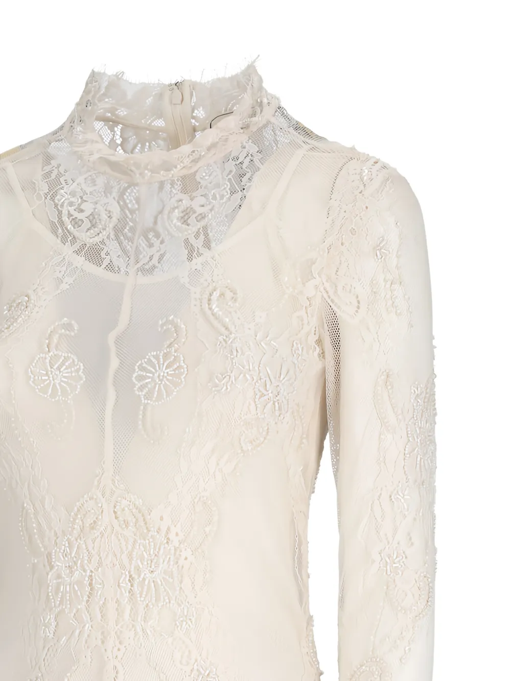Blumarine Kanten jurk geborduurd met kralen Wit