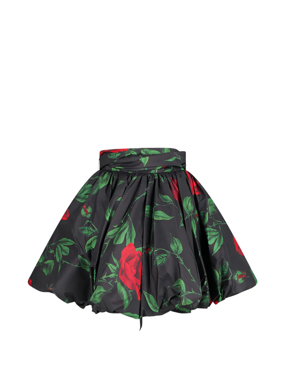 Blumarine rose-print bubble mini skirt - Schwarz