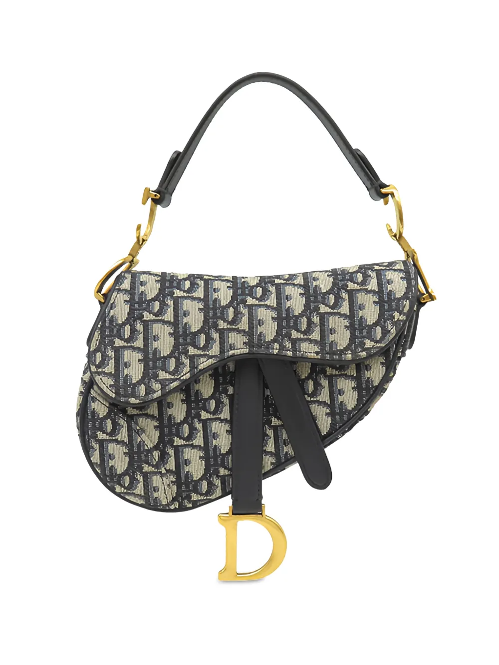 Christian Dior Pre-Owned 2000-2026 Mini Oblique Canvas Saddle Bag satchel - Blau