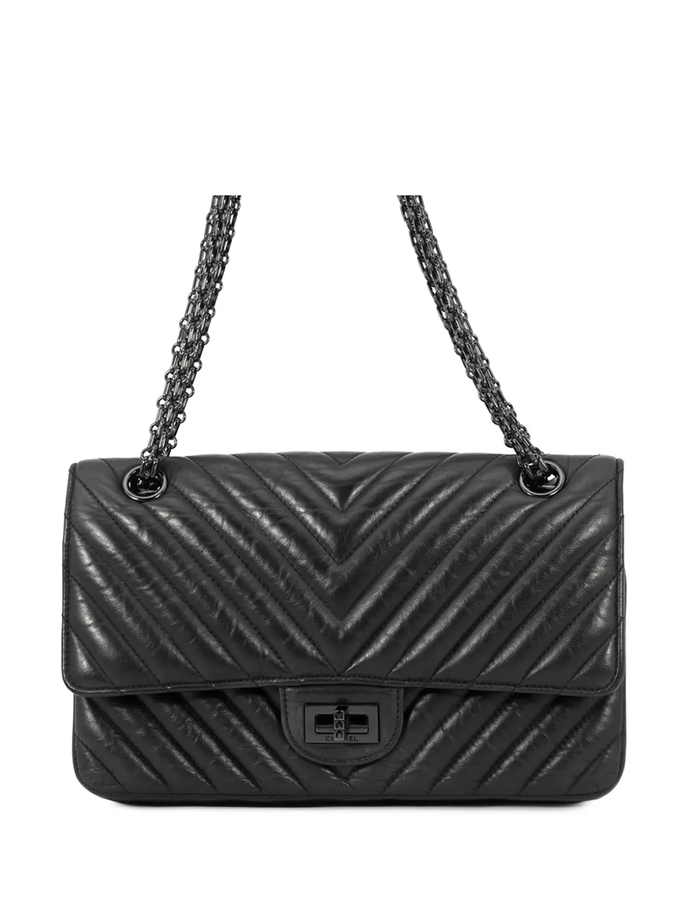 CHANEL Pre-Owned 2020 Chevron Lambskin So Black Reissue 2.55 Double Flap 225 shoulder bag