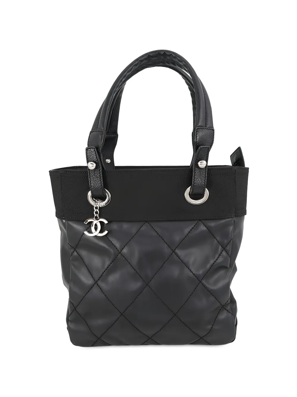 CHANEL Pre-Owned 2011 Small Quilted Coated Canvas Paris Biarritz tote bag - Black