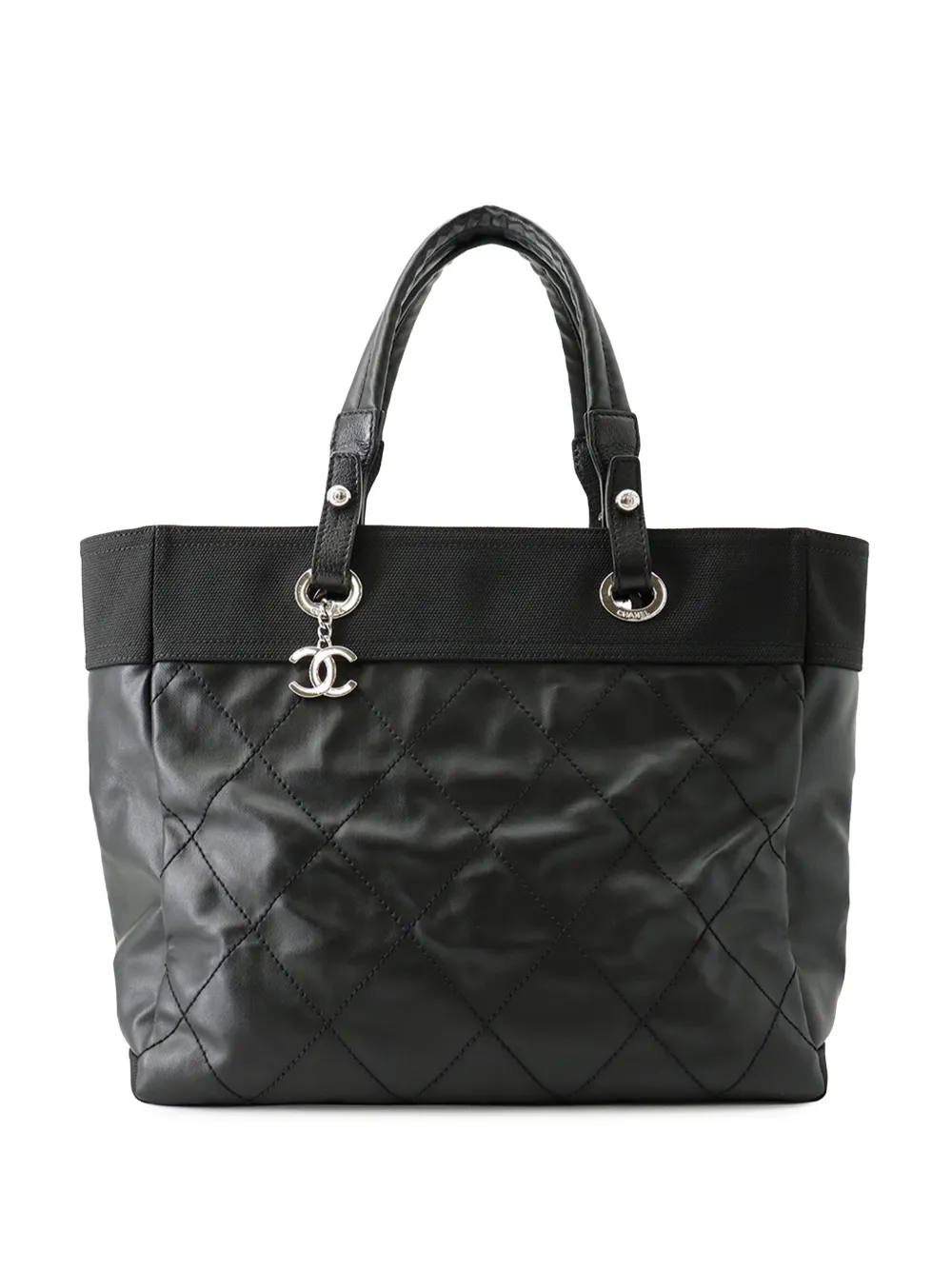 CHANEL Pre-Owned 2009-2010 Medium Quilted Coated Canvas Paris Biarritz tote bag - Noir