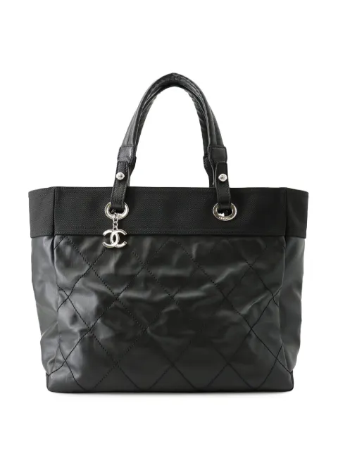 CHANEL Pre-Owned 2009-2010 Medium Quilted Coated Canvas Paris Biarritz tote bag