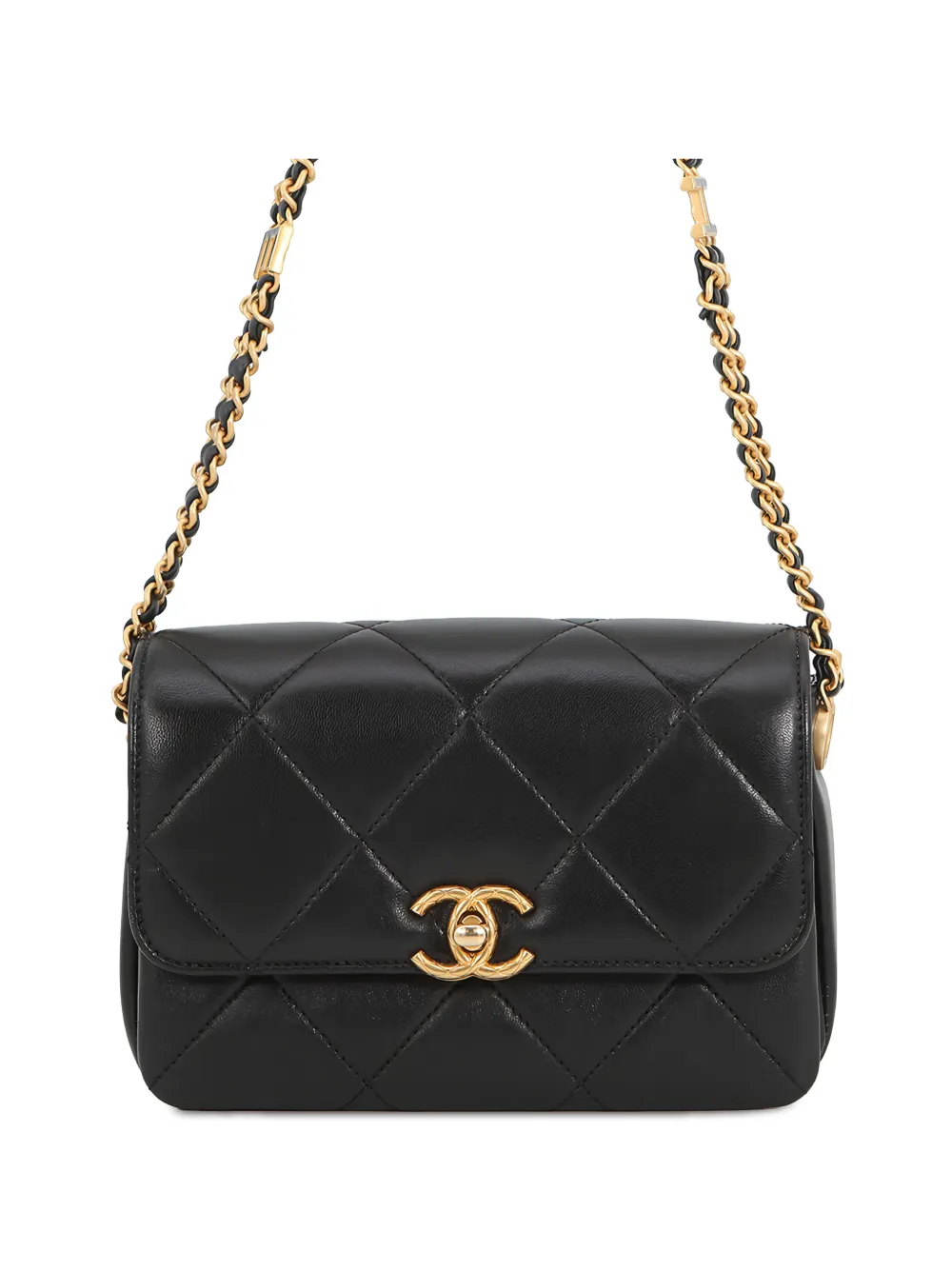 CHANEL Pre-Owned 2021-2026 Mini CC Quilted Lambskin Logo Chain Flap crossbody bag - Black