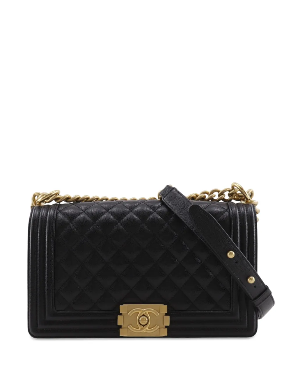 CHANEL Pre-Owned 2021-2026 Old Medium Quilted Caviar Boy Flap crossbody bag - Schwarz