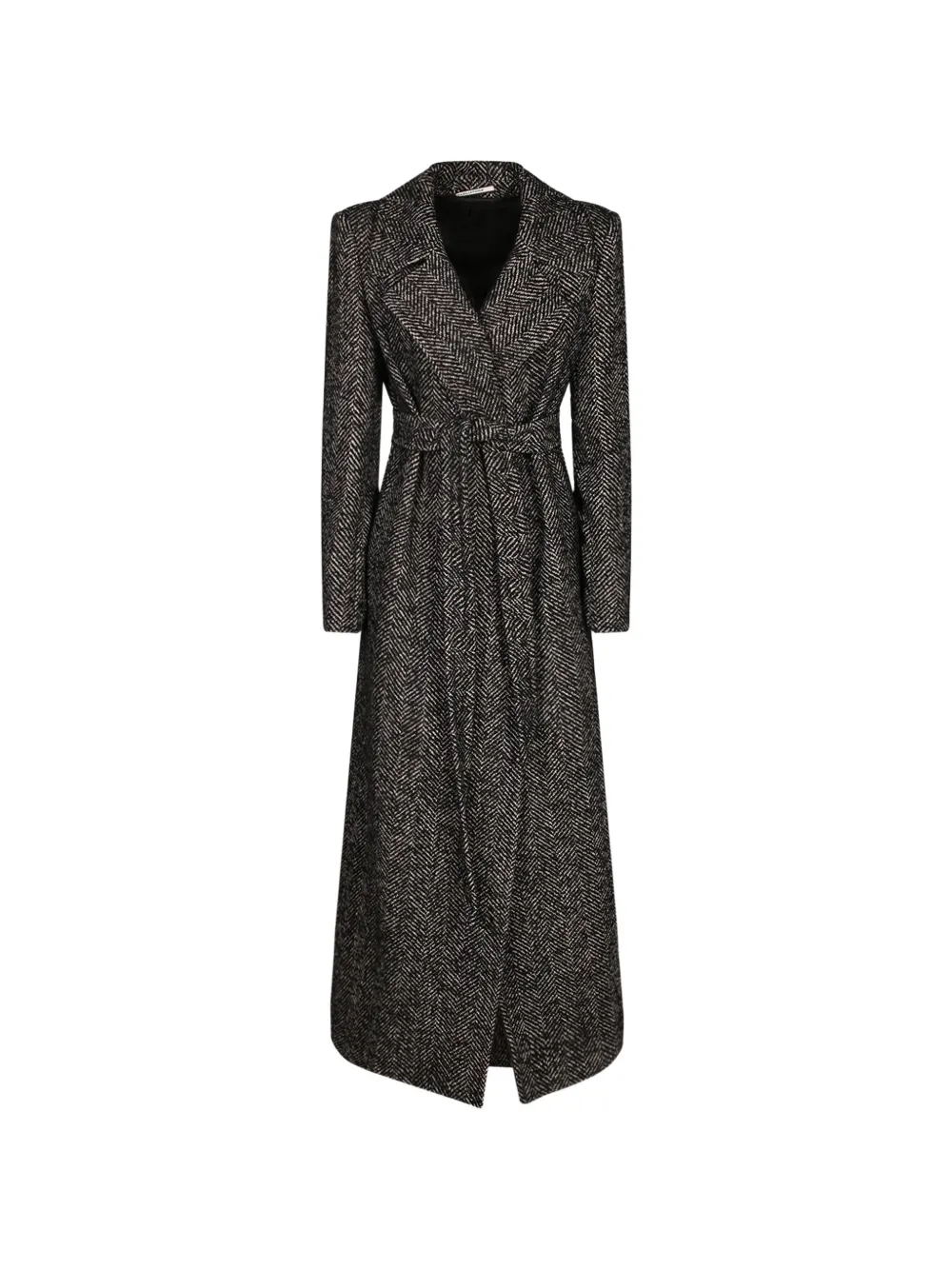Tagliatore herringbone-pattern belted coat Zwart