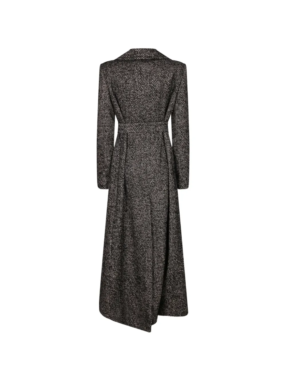 Tagliatore herringbone-pattern belted coat Zwart