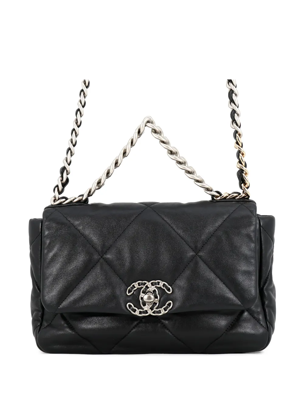 CHANEL Pre-Owned 2021-2025 Medium Lambskin 19 Flap satchel - Black
