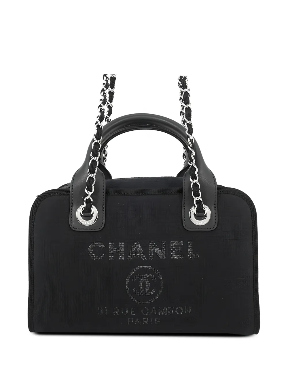 CHANEL Pre-Owned 2021-2026 Small Canvas Deauville Bowling Bag satchel - Bleu