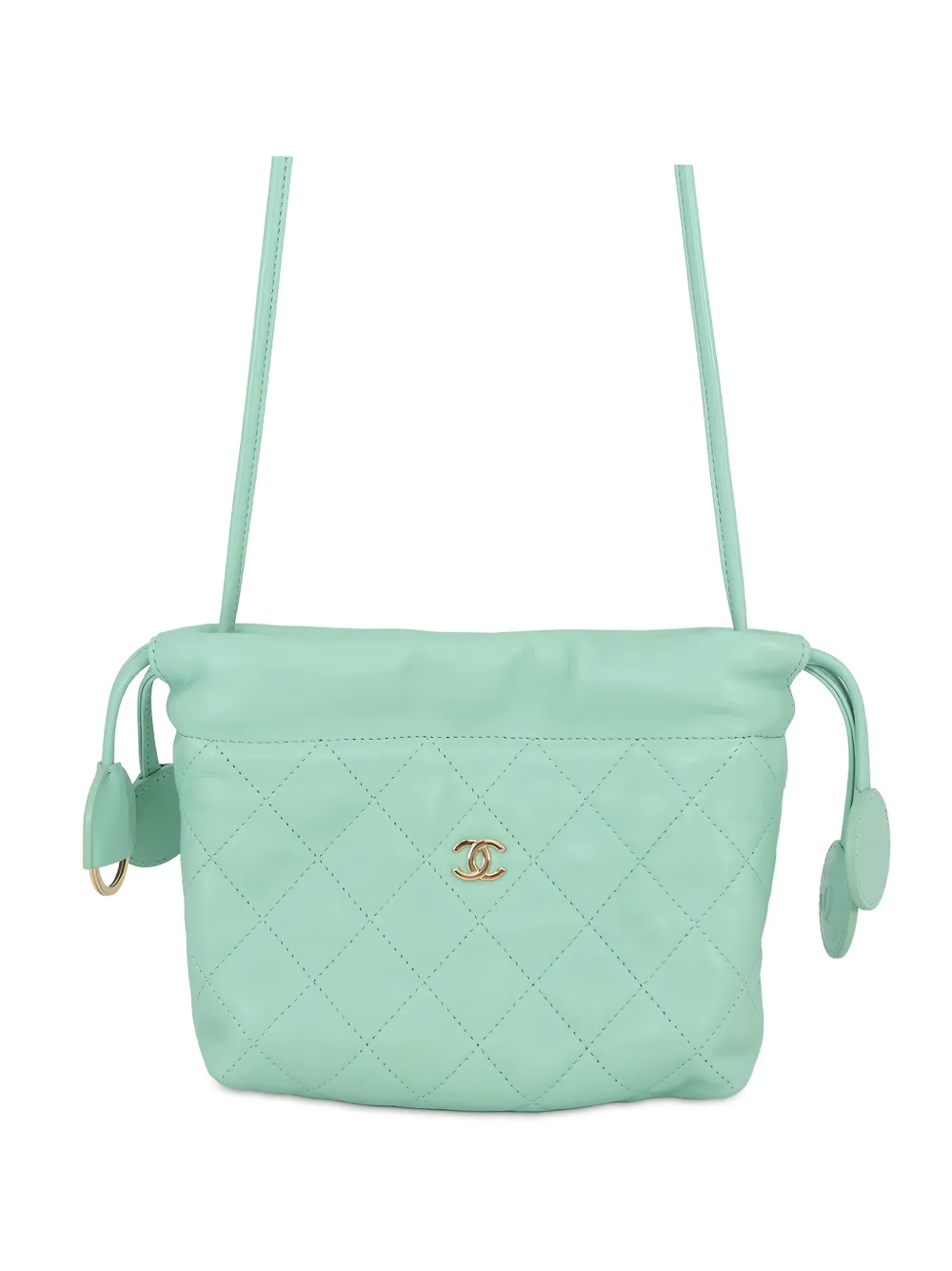 CHANEL Pre-Owned 2021-2026 CC Quilted Lambskin Drawstring Clutch with Strap crossbody bag - Grün