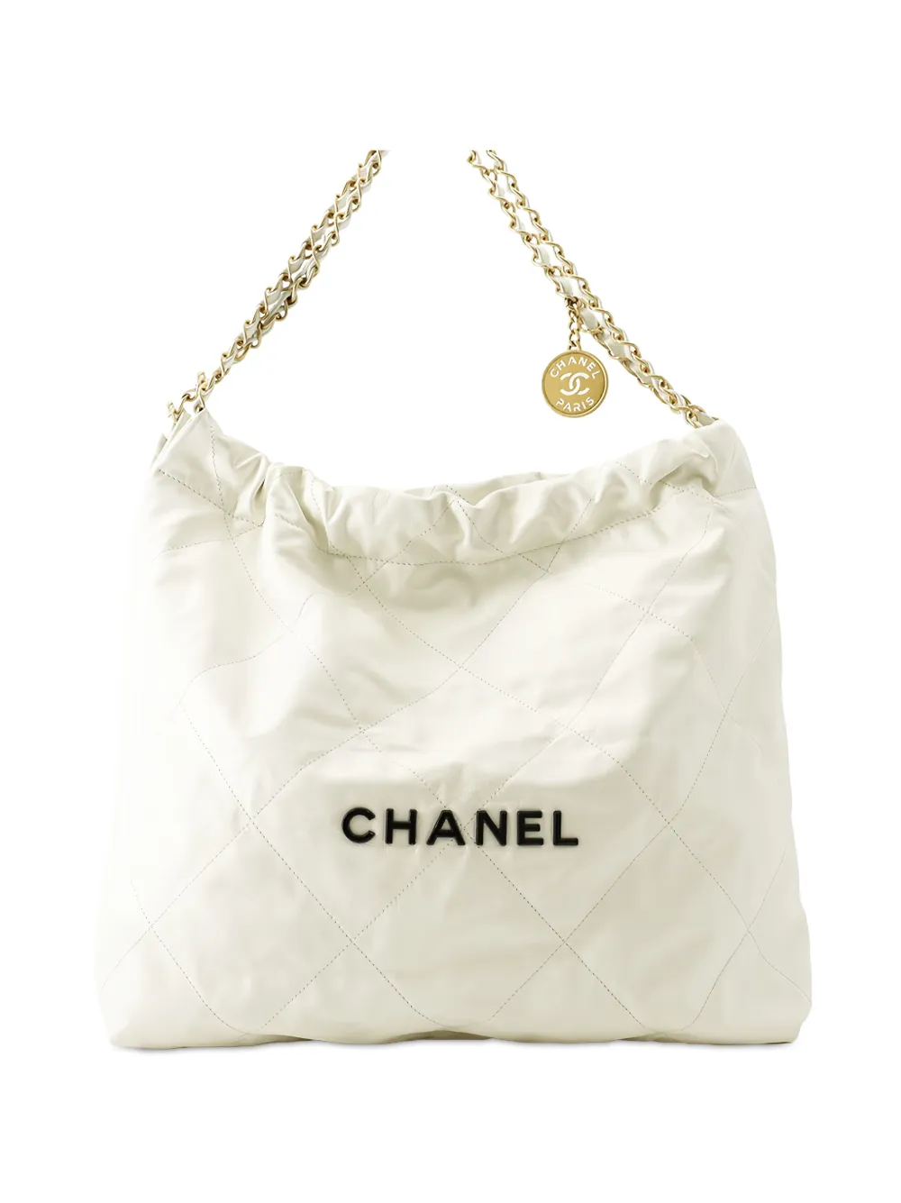CHANEL Pre-Owned 2021-2026 Small Quilted Shiny Calfskin 22 Handbag tote bag - White