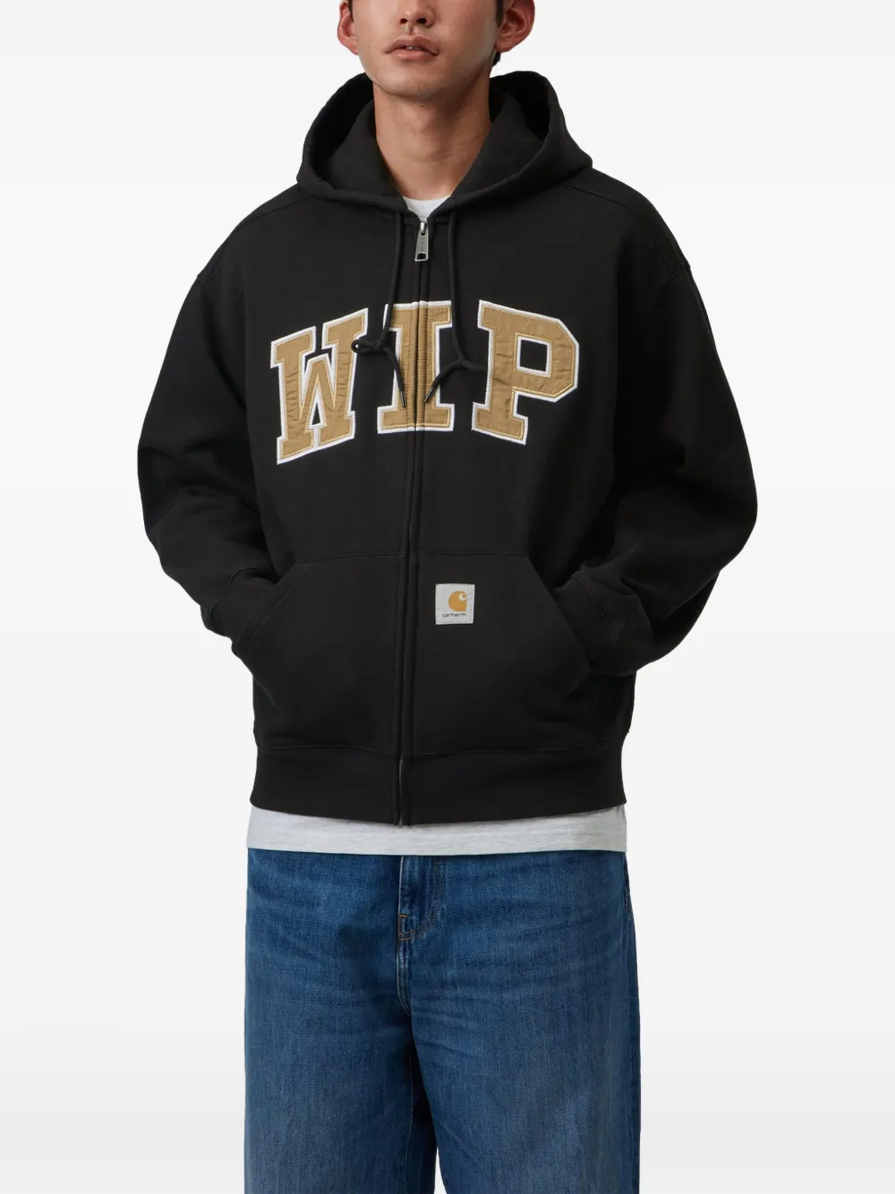 Carhartt WIP Hoodie met logo-applicatie en rits Zwart