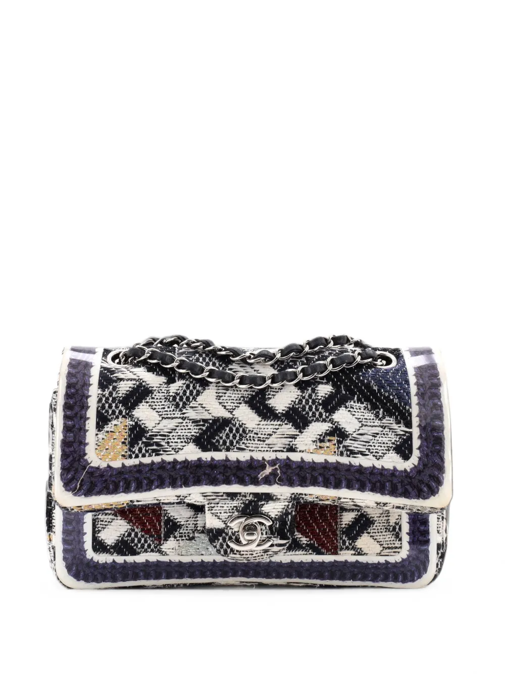 CHANEL Pre-Owned Classic Double Flap Bag Tweed and Silicone Medium shoulder bag - Multicolore