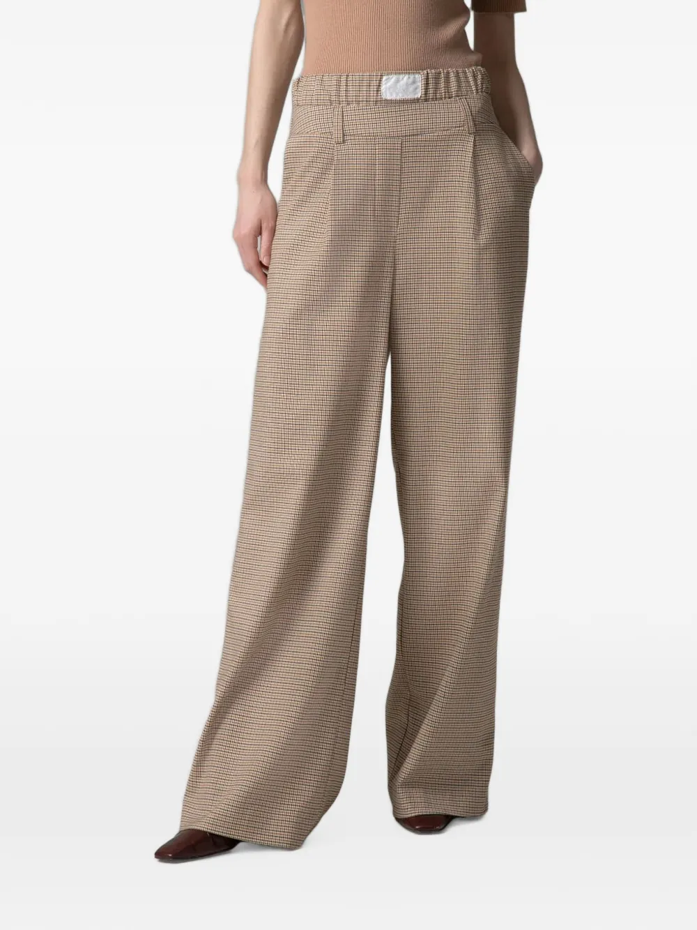 Gaëlle Paris houndstooth-pattern wide-leg trousers