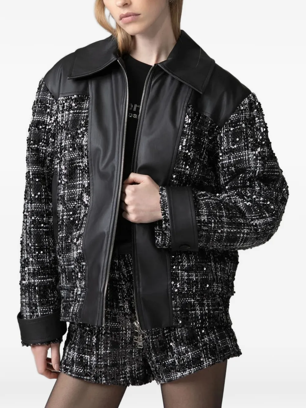 Gaëlle Paris sequin-embellished bouclé jacket - Nero