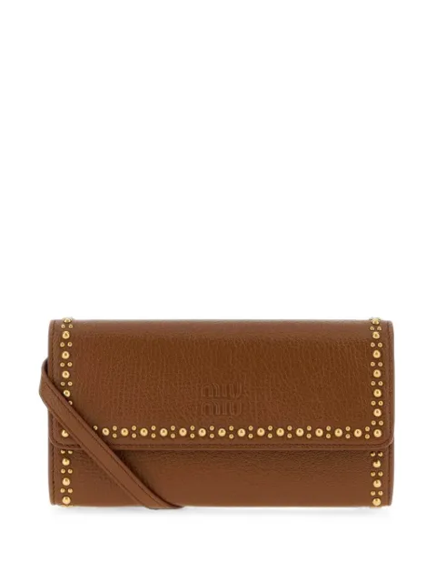 Miu Miu leather wallet with shoulder strap