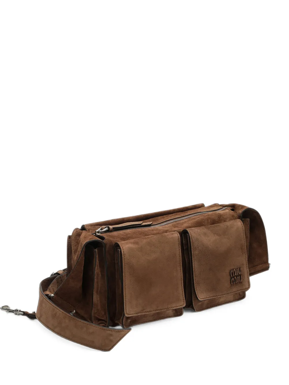 Miu Miu multi-pocket suede shoulder bag - Marron Miu Miu multi-pocket suede shoulder bag - Marron