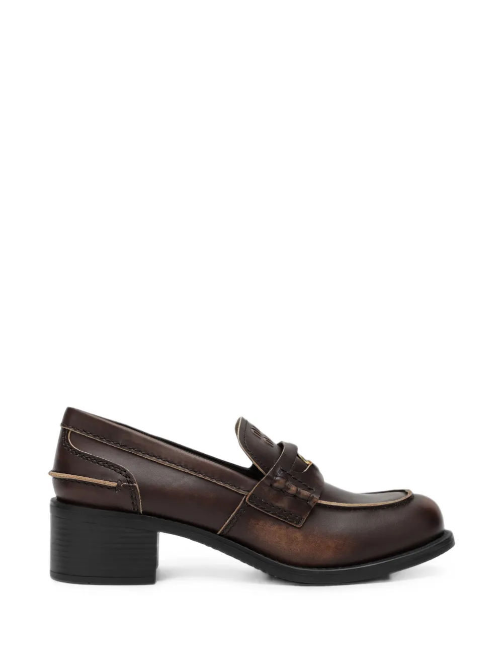 Miu Miu decò calf leather loafers - Marrone