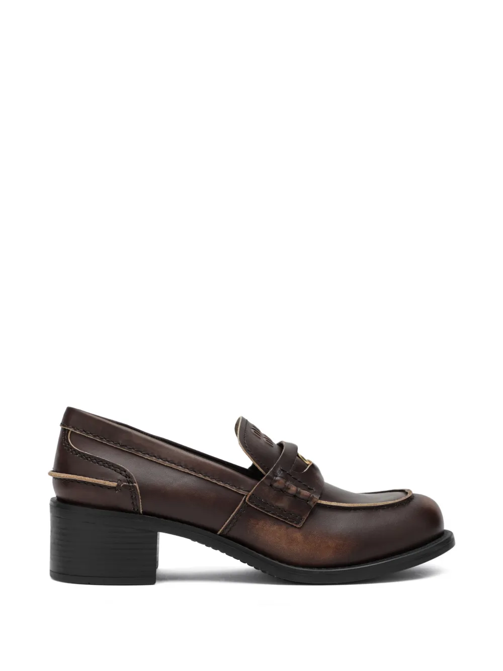 Miu Miu decò calf leather loafers - Marrone
