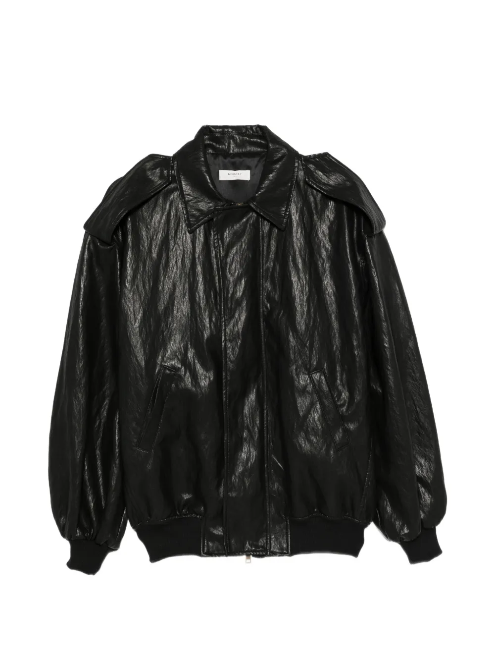 NINA 14.7 crinkled epaulette bomber jacket