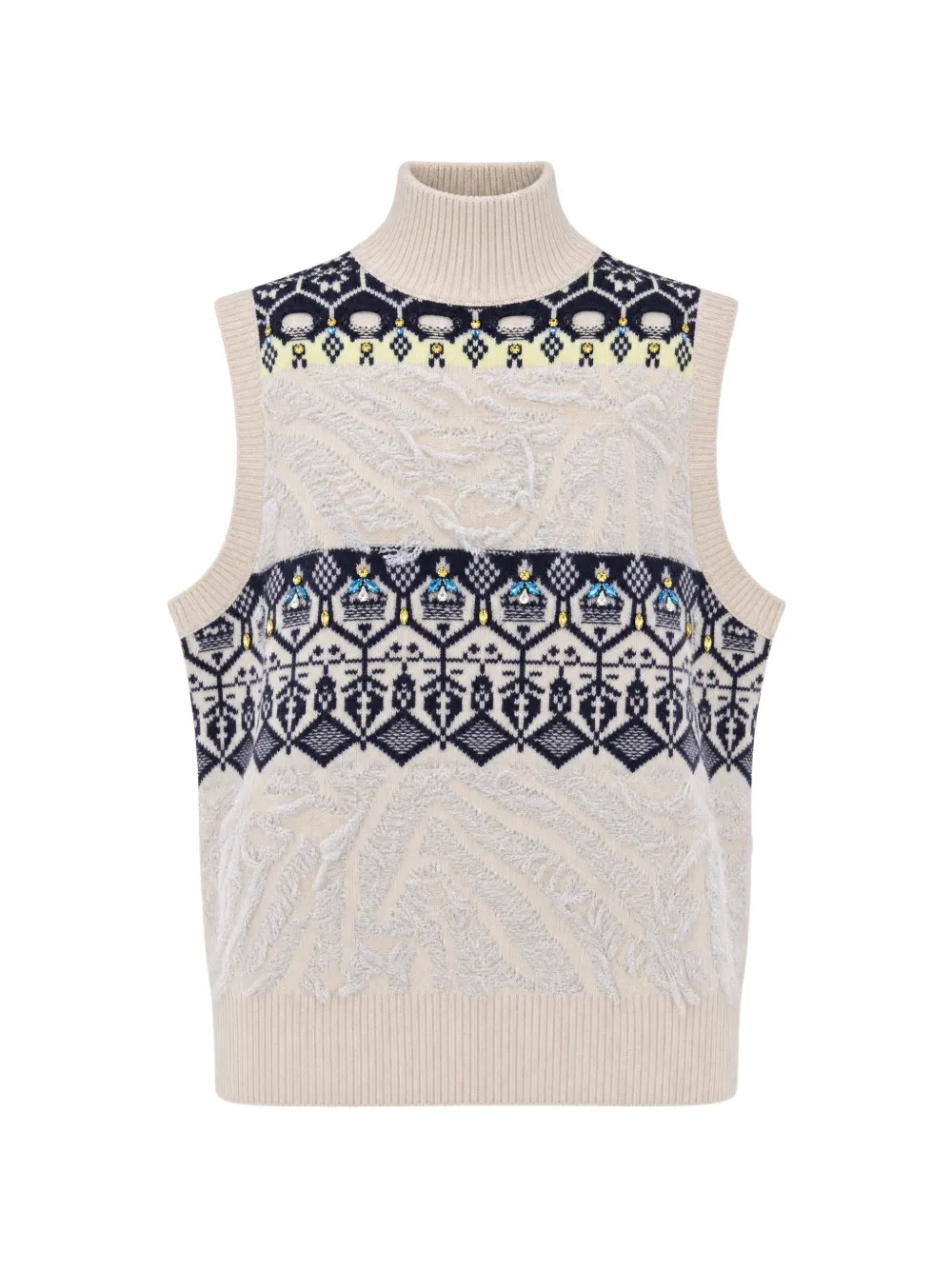 LIU JO jacquard vest with jewel embroidery - Nude