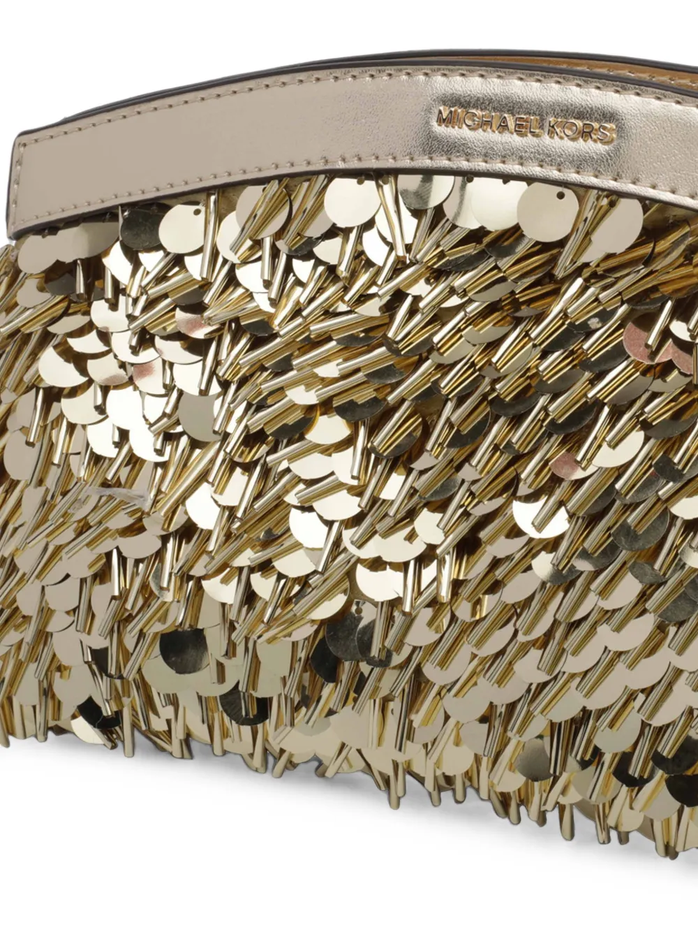 Michael Kors Athena small metallic sequin embellished convertible clutch Goud