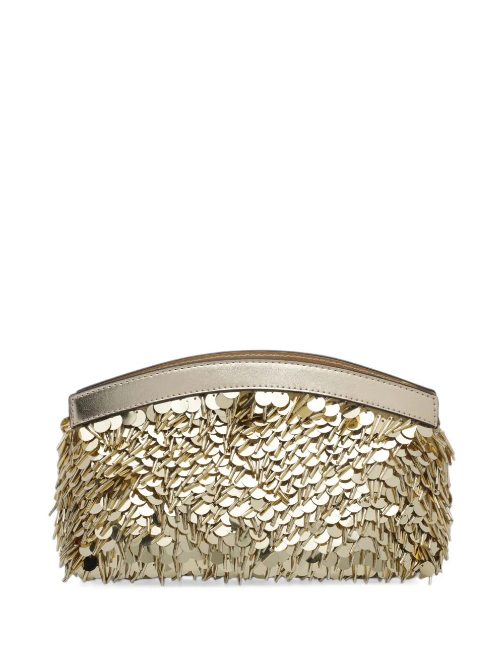 Michael Kors Athena small metallic sequin embellished convertible clutch Goud