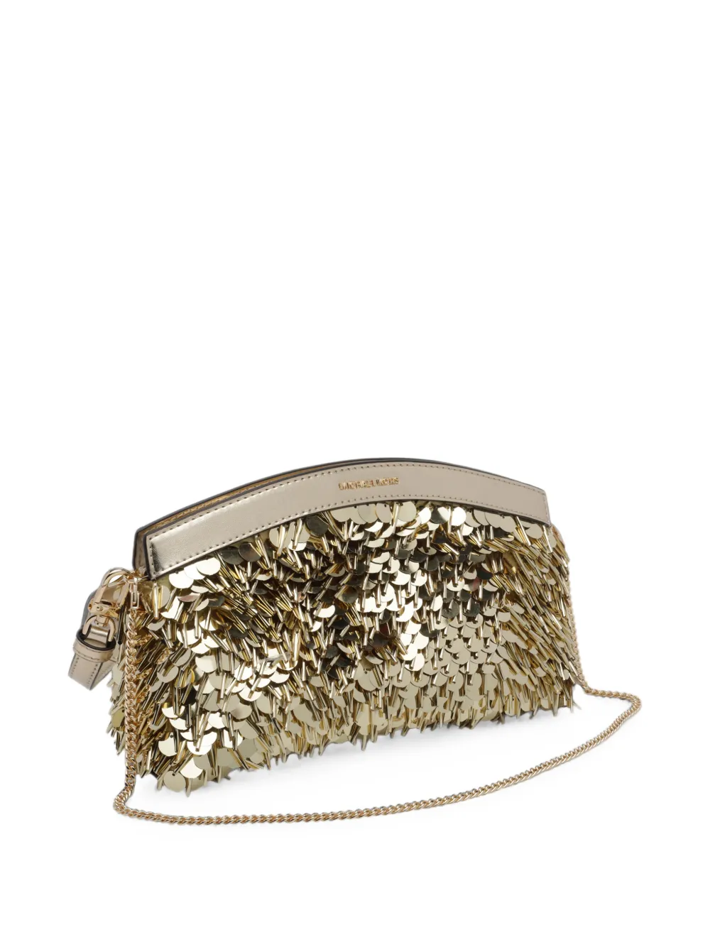 Michael Kors Athena small metallic sequin embellished convertible clutch Goud