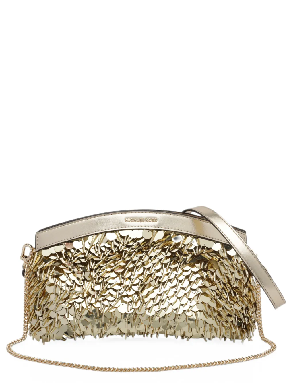 Michael Michael Kors Athena small metallic sequin embellished convertible clutch - Oro