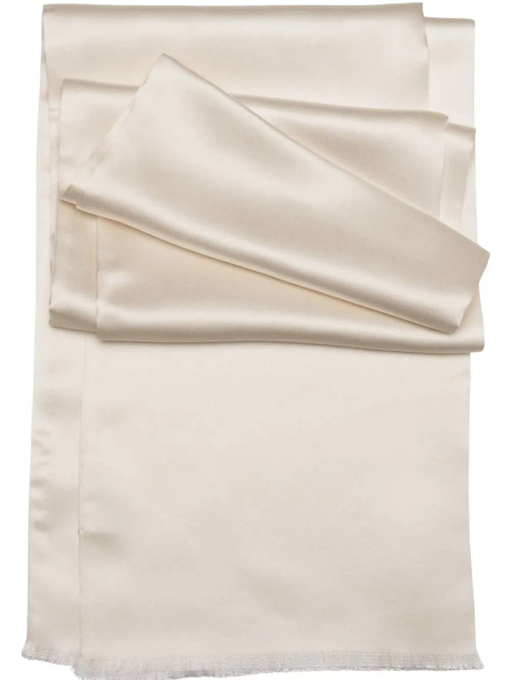 Elizabetta La Scala zijden sjaal met satijnen afwerking Beige