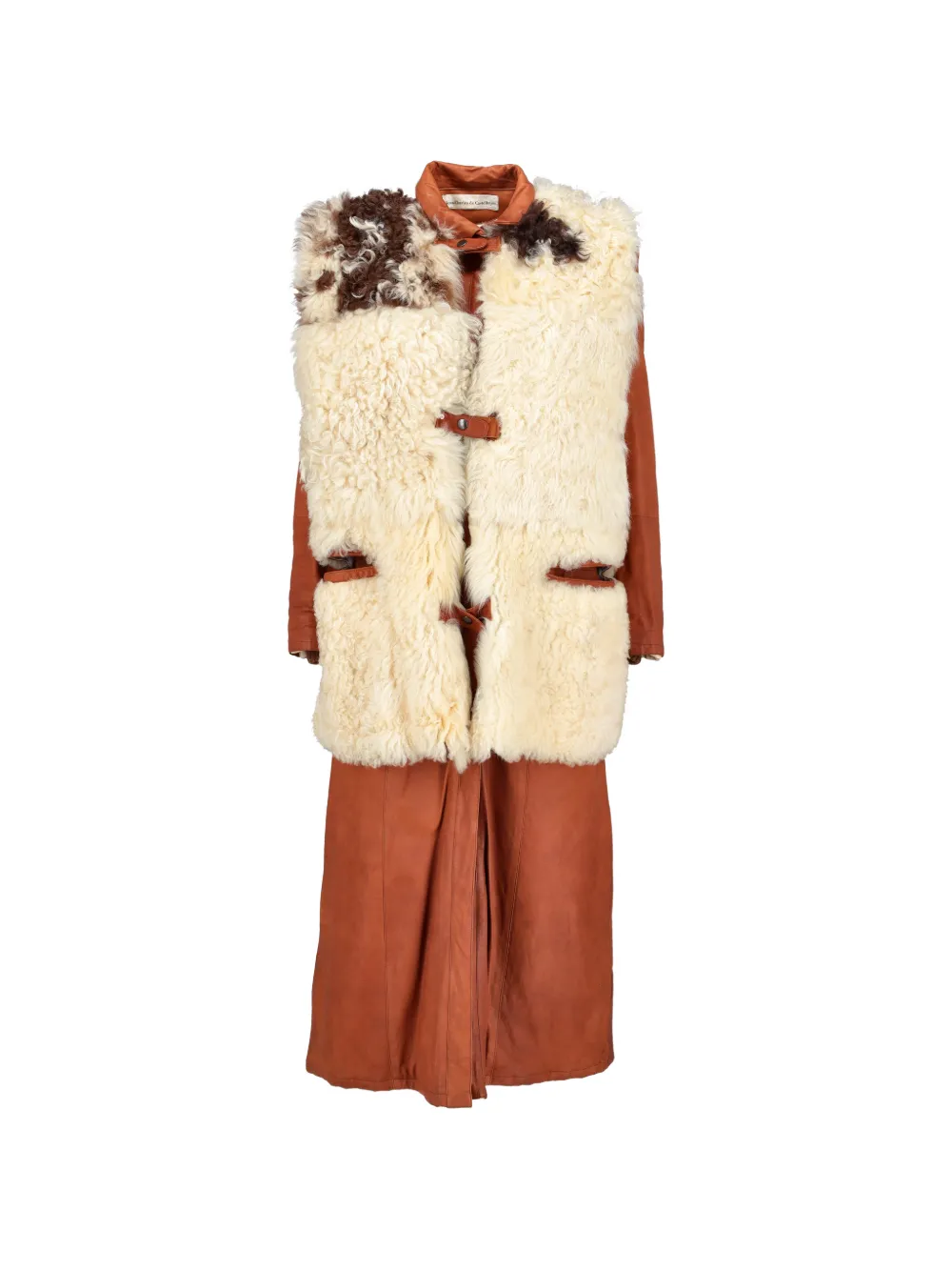 Vintage two-piece leather coat - Marrone