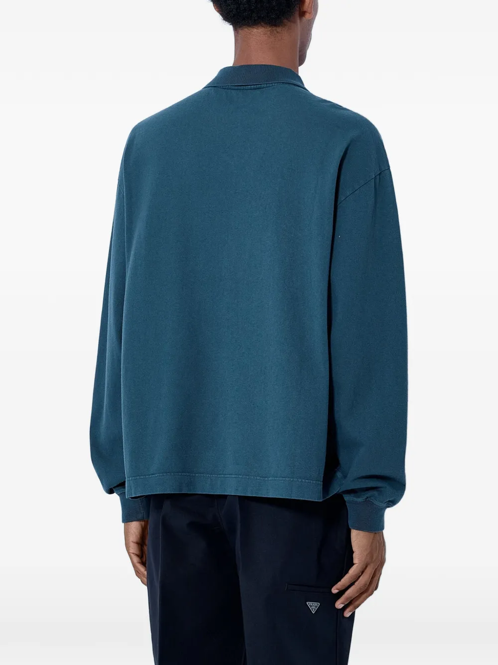 Prada Piqué poloshirt met lange mouwen Blauw